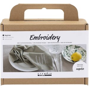 977648 Creativ Company Mini Hobbyset Borduren Servet dusty groen