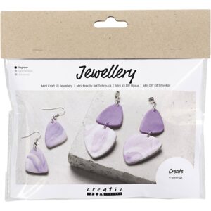 977676 Creativ Company Mini Hobbyset Sieraden Gemarmerde oorringen lichtpaars