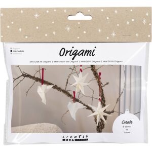 977705 Creativ Company Mini Hobbyset Origami Duivensterren donkerrood off-white