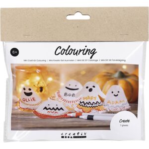 977720 Creativ Company Mini Hobbyset Inkleuren Spookjes zwart lichtoranje mid oranje wit