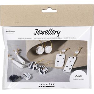 977737 Creativ Company Mini Hobbyset Sieraden Oorbellen zwart wit