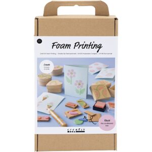 977743 Creativ Company Hobbyset Foam Druk Versierde dozen en kaarten beige mid groen mint helder rood