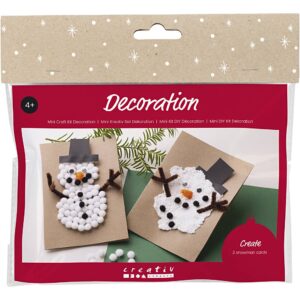 977746 Creativ Company Mini Hobbyset Decoratie Kerstkaarten met sneeuwpoppen zwart bruin mid oranje wit