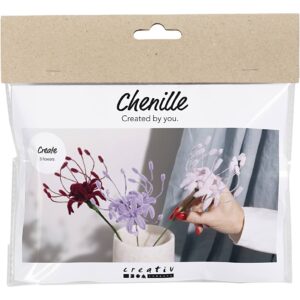 977759 Creativ Company Mini Hobbyset Bloemen van Chenilledraad Lelie lichtroze lichtpaars donkerrood