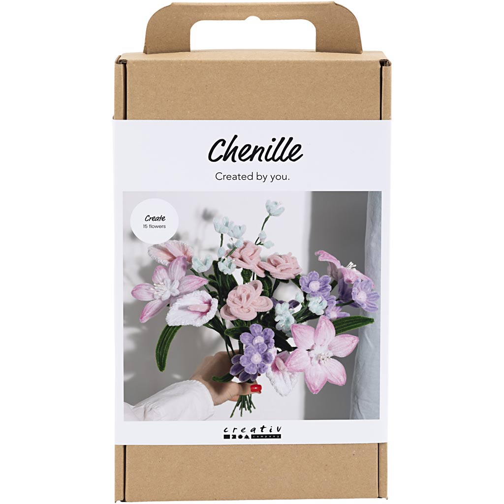 977761 Creativ Company Hobbyset Bloemen van Chenilledraad Bloemen pastelkleuren