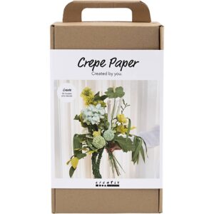 977776 Creativ Company Maxi Hobbyset Cr?pepapier Bloemenboeket lichtgroen donkergroen pastel groen wit