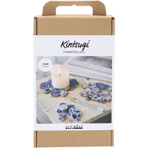 977814 Creativ Company Hobbyset Kintsugi Onderzetter blauw goud lichtrood wit