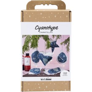 977824 Creativ Company Hobbyset Cyanotypie Kerstdecoraties met cyanotypie blauw zilver