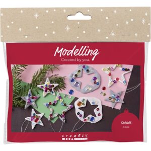 977830 Creativ Company Mini Hobbyset Boetseren Sterren zilver wit