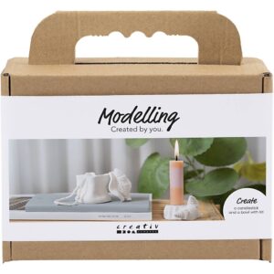 977842 Creativ Company Mini Hobbyset Boetseren Kandelaar met schelpen off white