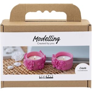 977843 Creativ Company Mini Hobbyset Boetseren Theelichthouders roze