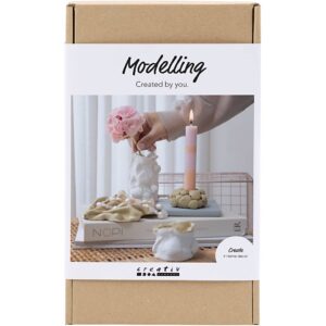 977844 Creativ Company Hobbyset Boetseren Vazen en kandelaars beige ivoor off-white