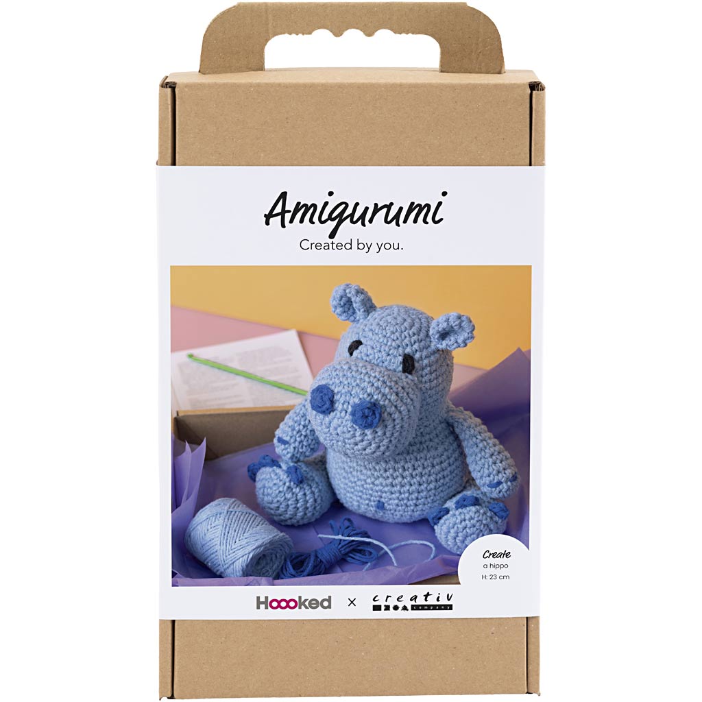 977866 Creativ Company Amigurumi hobbyset Nijlpaard blauw lichtblauw