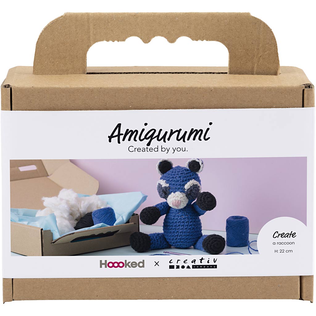 977875 Creativ Company Amigurumi hobbyset Wasbeer zwart blauw
