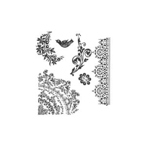 CMS059 Tim Holtz Cling Rubber Stamp Floral Tattoo