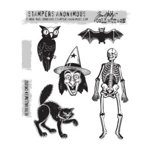 CMS092 Tim Holtz Cling Rubber Stamp Retro Halloween