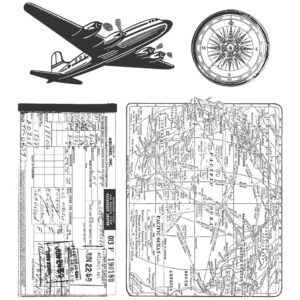 CMS102 Tim Holtz Cling Rubber Stamp Air Travel