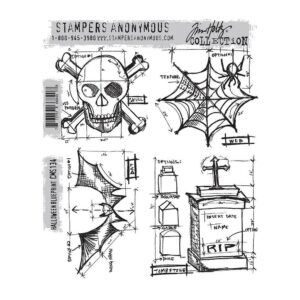 CMS134 Tim Holtz Cling Rubber Stamp Halloween Blueprint