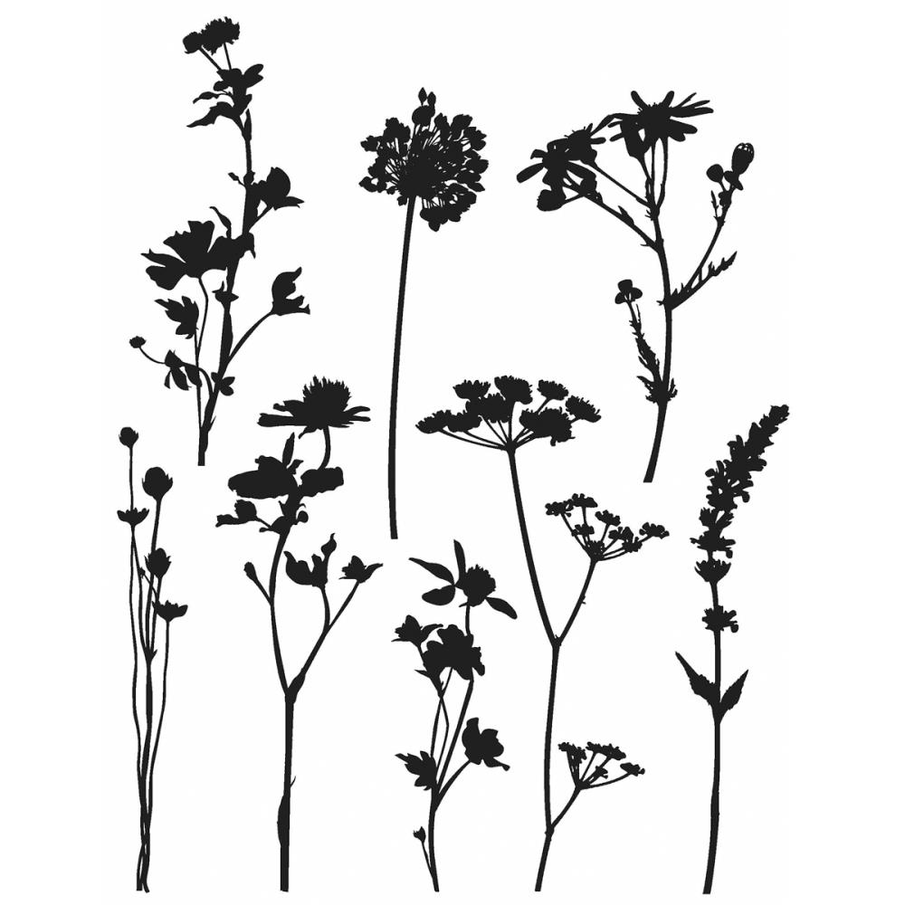 CMS 253 Tim Holtz Cling Stamps Wildflowers