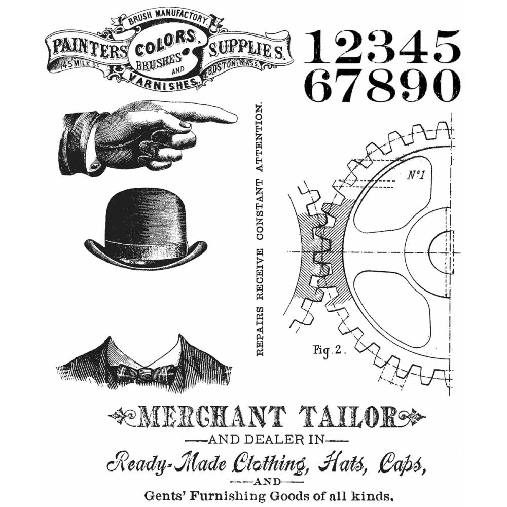 CMS 267 Tim Holtz Cling Stamps Dapper