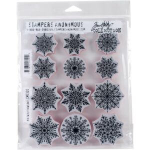 CMS 320 Tim Holtz Cling Stamps Mini Swirley Snowflakes