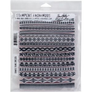 CMS 326 Tim Holtz Cling Stamps Ornate Trims 7"X8.5"