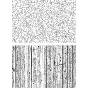 CMS 344 Tim Holtz Cling Stamps Craze & Planks 7"X8.5"