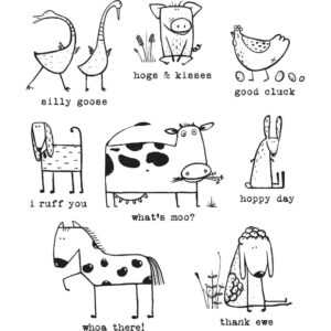 CMS 361 Tim Holtz Cling Stamps Funny Farm 7"X8.5"