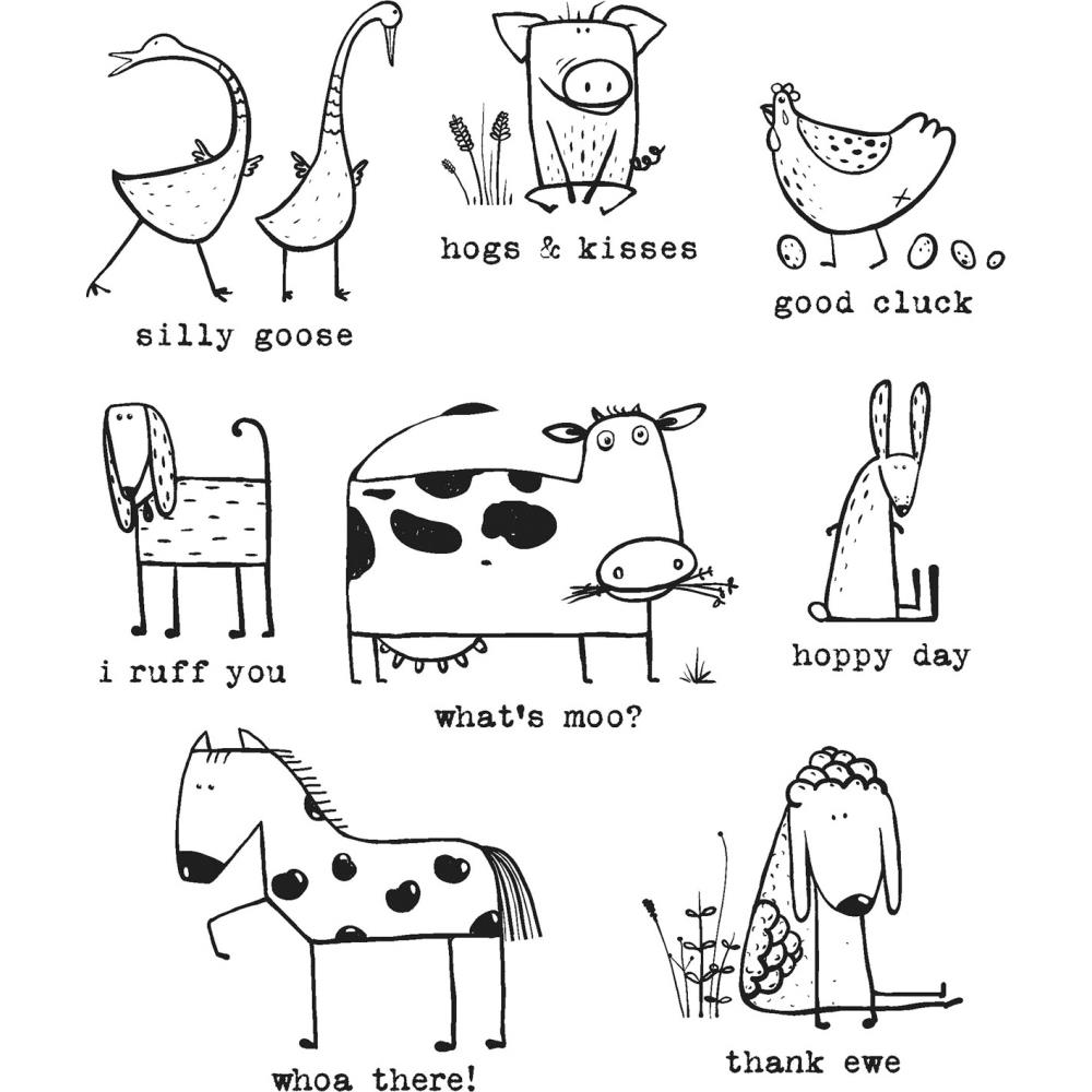 CMS 361 Tim Holtz Cling Stamps Funny Farm 7"X8.5"