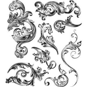 CMS 367 Tim Holtz Cling Stamps Scrollwork 7"X8.5"