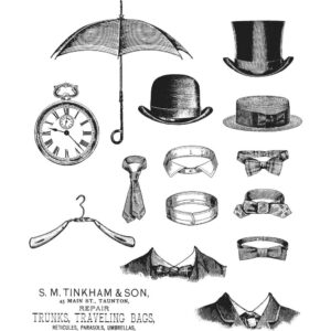 CMS 371 Tim Holtz Cling Stamps Distinguished 7"X8.5"