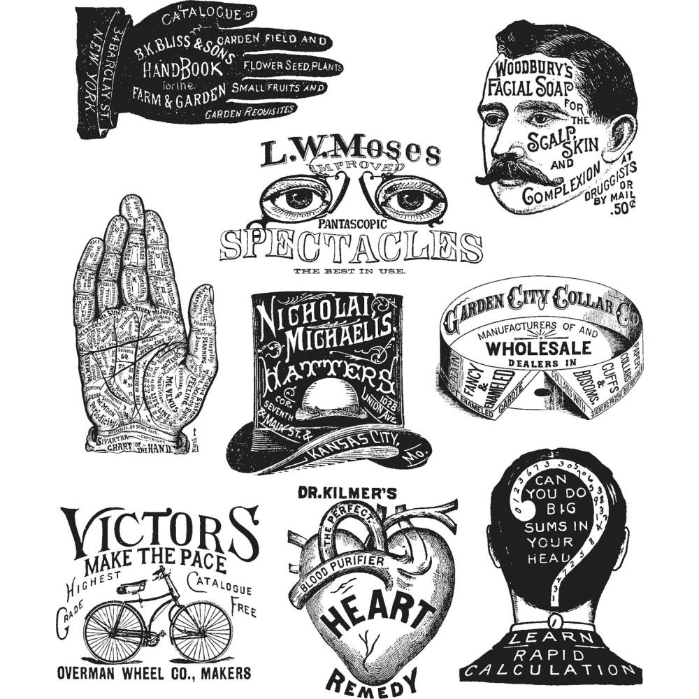 CMS 372 Tim Holtz Cling Stamps Eclectic Adverts 7"X8.5"