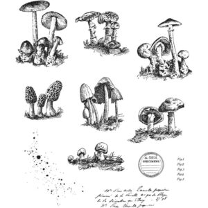 CMS 377 Tim Holtz Cling Stamps Tiny Toadstools 7"X8.5"