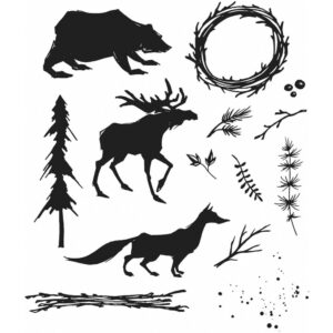 CMS 385 Tim Holtz Cling Stamps Into The Woods 7"X8.5"