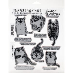 CMS392 Tim Holtz Cling Stamps Snarky Cat 7"X8.5"