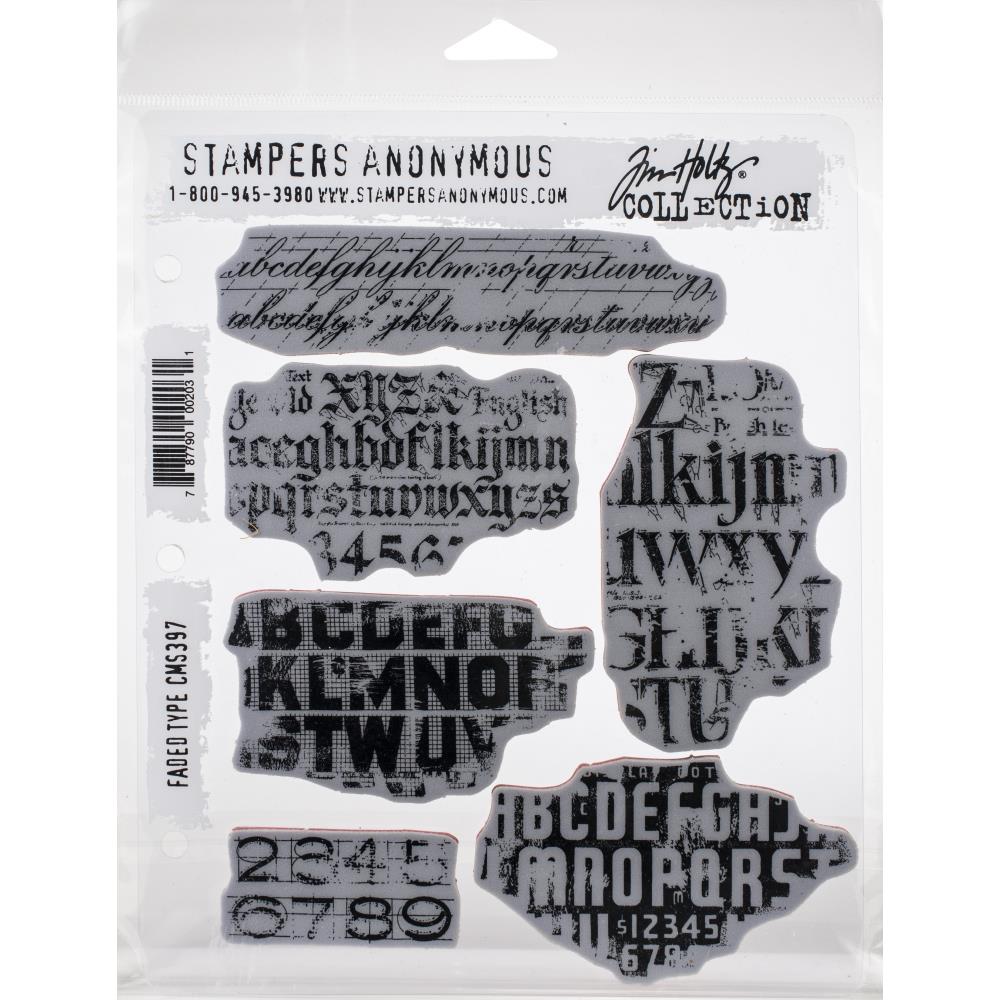 CMS 397 Tim Holtz Cling Stamps Faded Type 2 7"X8.5"