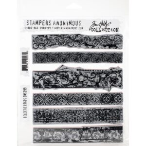 CMS 399 Tim Holtz Cling Stamps Eclectic Edges 7"X8.5"