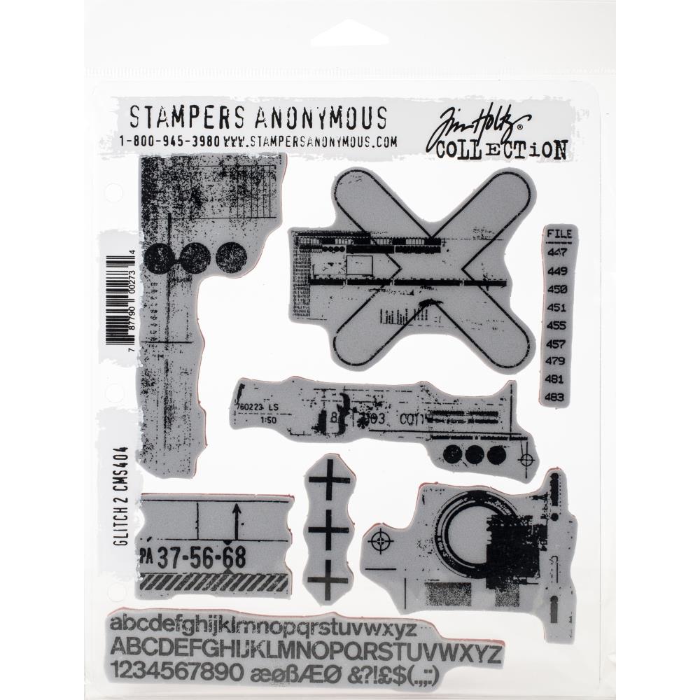 CMS 404 Tim Holtz Cling Stamps Glitch 2 7"X8.5"
