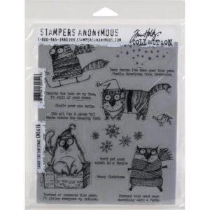 CMS416 Tim Holtz Cling Stamps Snarky Cat Christmas 7"X8.5"