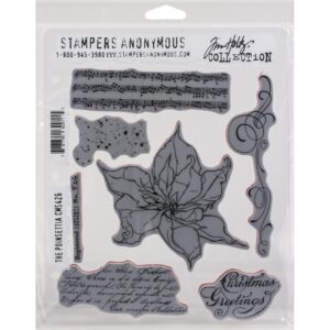 CMS 426 Tim Holtz Cling Stamps The Poinsettia 7"X8.5"