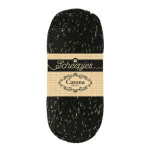 Scheepjes Catona Shine 50g - 110-G Jet Black - Gold