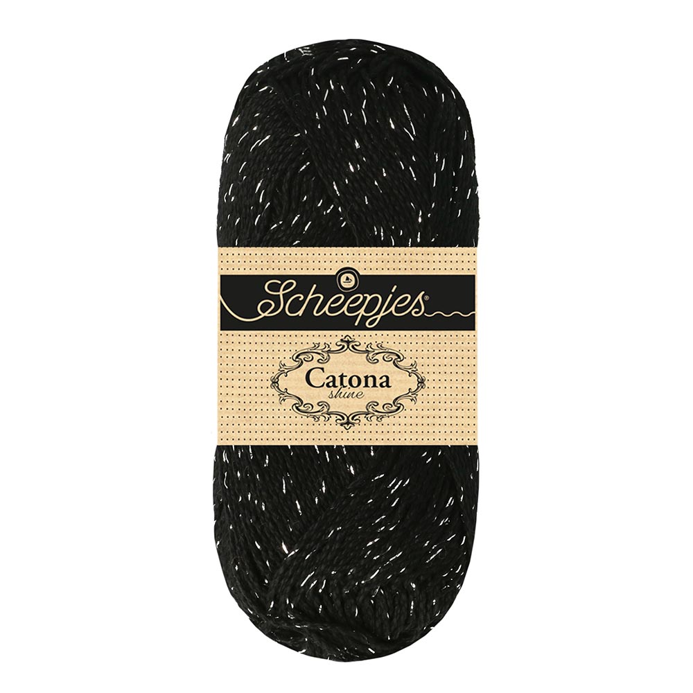 Scheepjes Catona Shine 50g - 110-S Jet Black - Silver