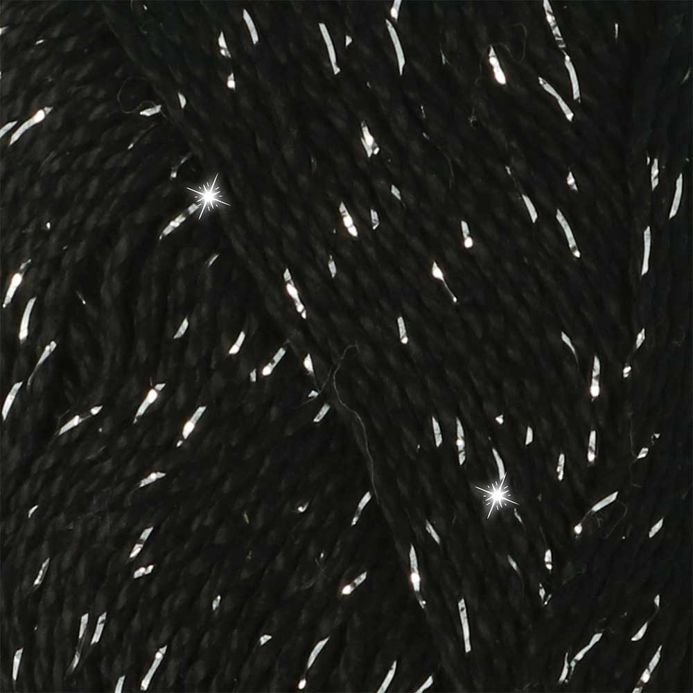 Scheepjes Catona Shine 50g - 110-S Jet Black - Silver - Afbeelding 2