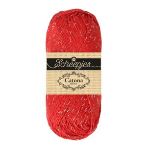 Scheepjes Catona Shine 50g - 115-S Hot Red - Silver