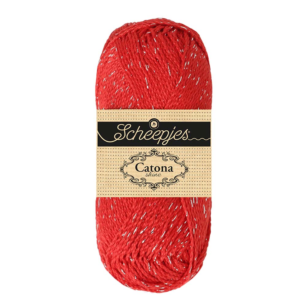 Scheepjes Catona Shine 50g - 115-S Hot Red - Silver