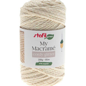 108064-02 Stafil Macrame Cordy Glitter 200gr 85mtr Cream