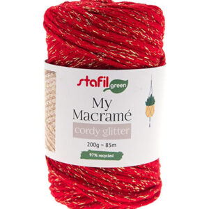 108064-22 Stafil Macrame Cordy Glitter 200gr 85mtr Red