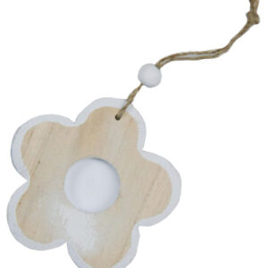 3057-05 Stafil Wooden Flower to hang 10cm naturelwhite