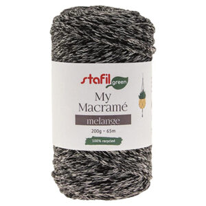 108200-01 Stafil Macrame Cordy Melange 200gr 65mtr Blackgrey