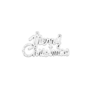 Kerstdecoratie Merry christmas tekst 7cm Zilver